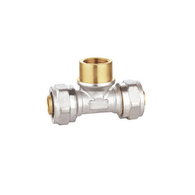 PF5008 Dövme Pirinç Dişi Sıkıştırma Tee Nikel Kaplama 16X1/2x16 26X16X26